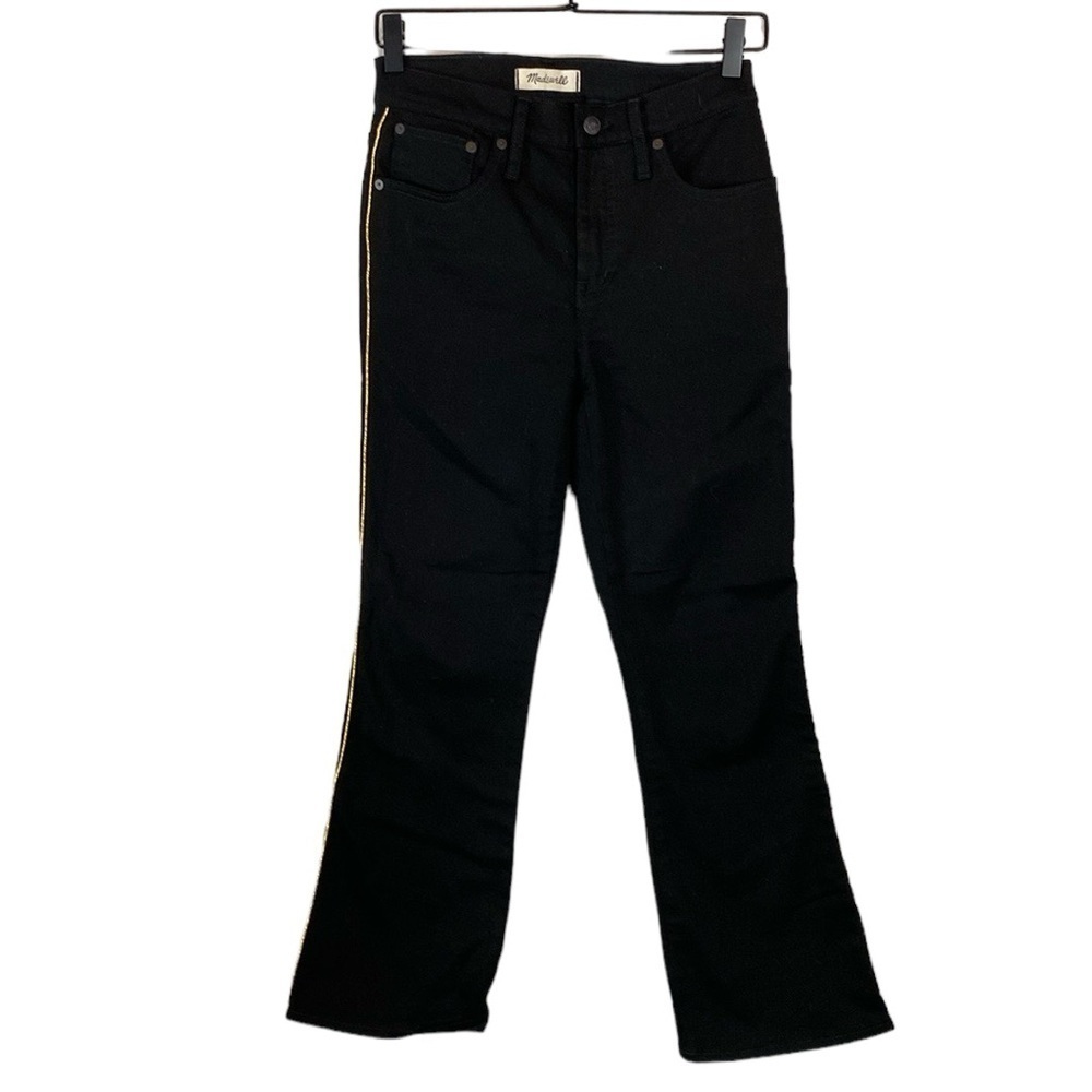 Madewell Cali boot black jeans with gold stripe